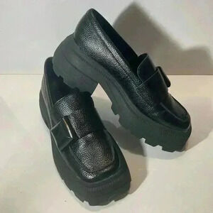 Katy Perry The Geli Combat Loafer Black Faux Leather Size 6